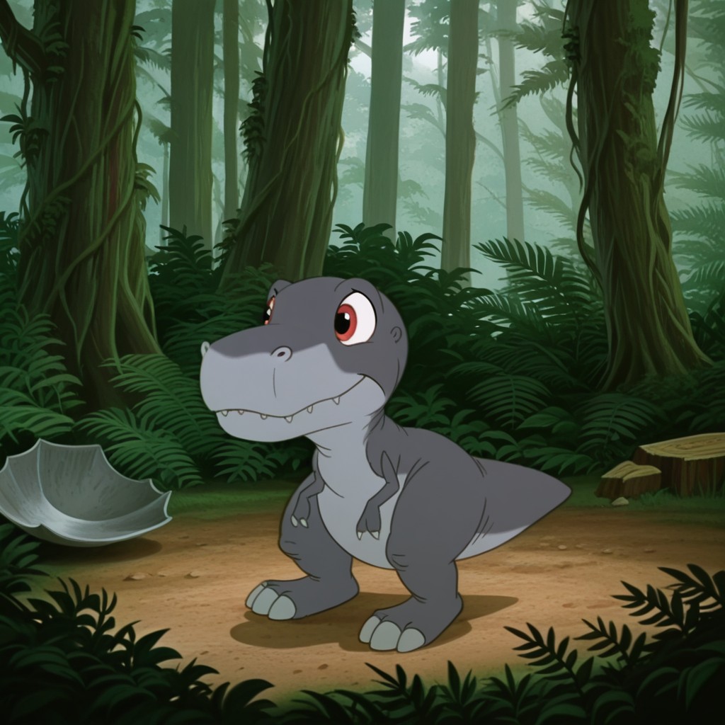 masterpiece, best quality, very aesthetic, absurdres, safe, Chompergrey, feral, male, Tyrannosaurus, grey skin, red eyes, forest, standing, solo, <lora:6cca60ea-4d5a-4ee6-b0c7-4b9fdb2ab3ab:1.0>