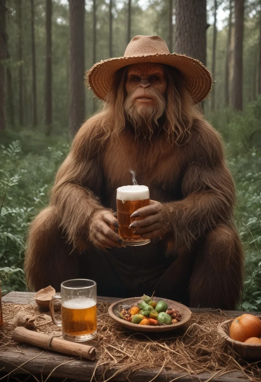 score_9, score_8_up, score_7_up, source_photo, photography, realistic
bigsquatch, forest atmospheric lighting, full body, the sasquatch is wearing a straw hat, holding a beer, he's sitting at a small table with a bunch of weed and cocaine on the table, he is clearly living debaucherously, bigfoot has a cigarette hanging from lip,
Kodak Motion Picture Film
