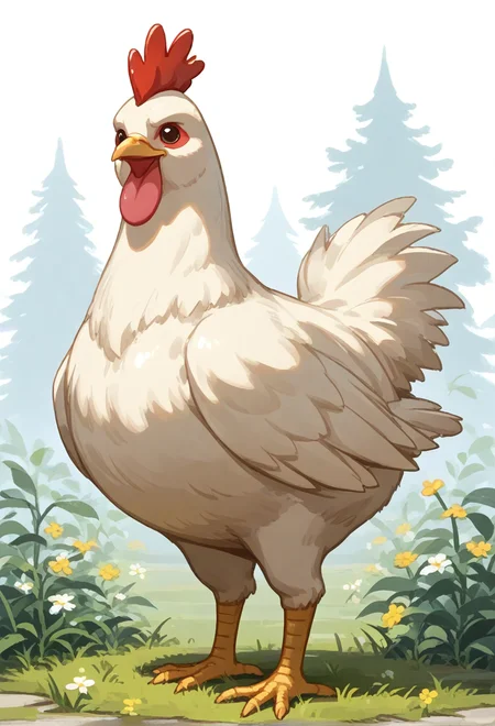 <lora:chicken_XL_pony_v1:1> chicken,, BREAK score_9, score_8_up, score_7_up, BREAK  source_anime, best quality, masterpiece,uncensored,  <lora:Hyper-SDXL-4steps-lora:1>, zPDXL