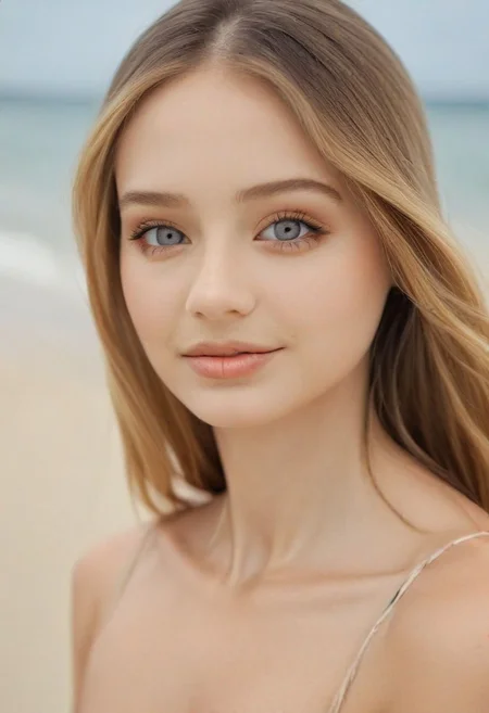 (Beuty), in the beach,(close-up)
