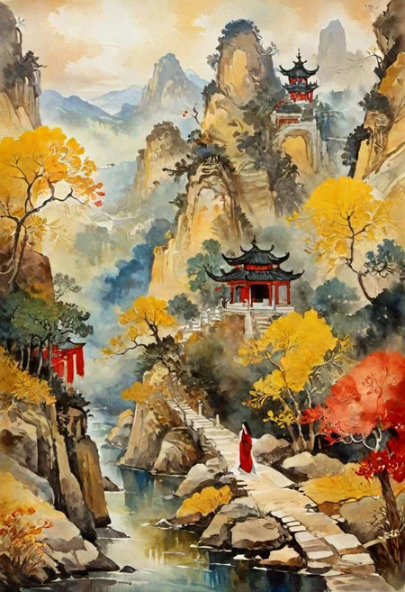 tj, cangyunshan, landscape, chinese ink painting, oil painting, Beautiful Chinese girl, 
Oil Painting, Renaissance Paintings, watercolor painting, concept art, painterly, surreal painting,
((beautiful, painterly, detailed, textural, artistic)), (digital artwork, illustrative, illustration), (((intricate details, highly detailed, ultra-detailed))), (absurdres:1.5), (unreal engine, octane rendering, Anti-Aliasing, sharp focus, natural lighting, high saturation, high contrast, vivid, vibrant, studio lighting, best texture quality), beautiful detailed scenery,