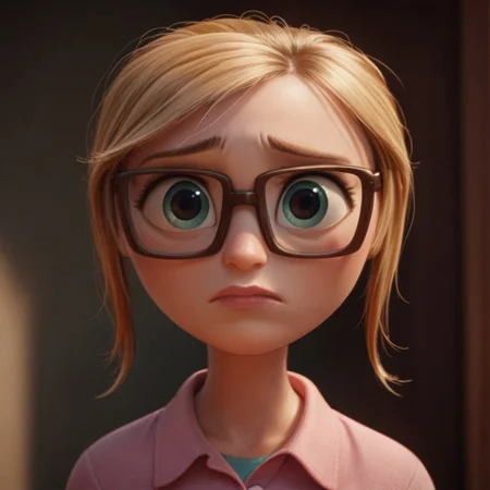 score_9, score_8, score_7, score_6, 1girl, SamSpark, portrait, blond hair, glasses, worried