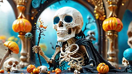 play-doh style (skeleton wizard casting a spell in a majestic court),  . sculpture, clay art, centered composition, Claymation detailed<lora:bonex:0.8> bonex, bone, skeleton <lora:gwmdetail_lora_r64_sdxl:0.6> GWMDetail <lora:MJ52:0.6>