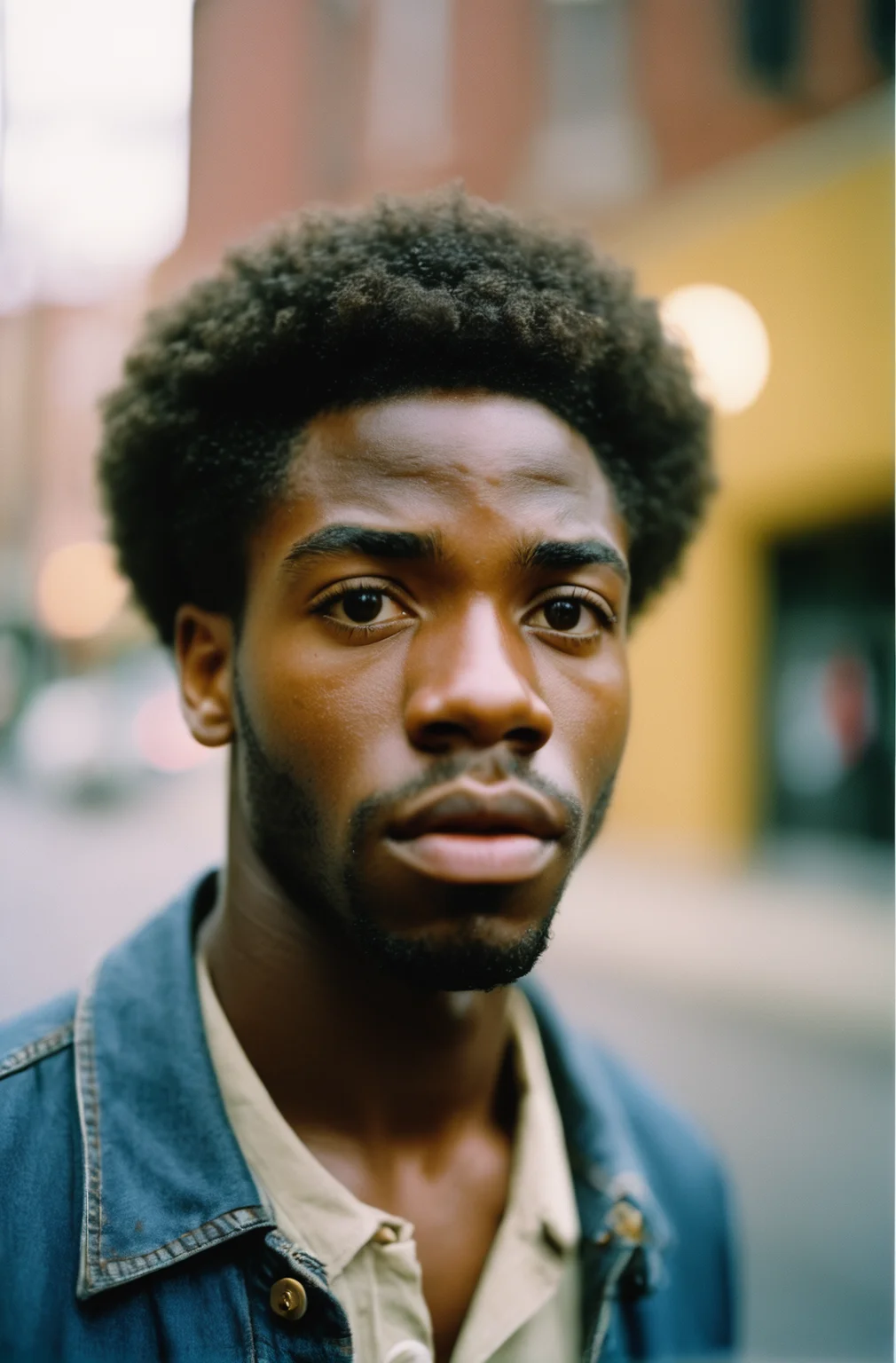 cinematic photo photograph, Kodak portra 800, 25 y.o afro american man, . 35mm photograph, film, bokeh, professional, 4k, highly detailed, a look of shock