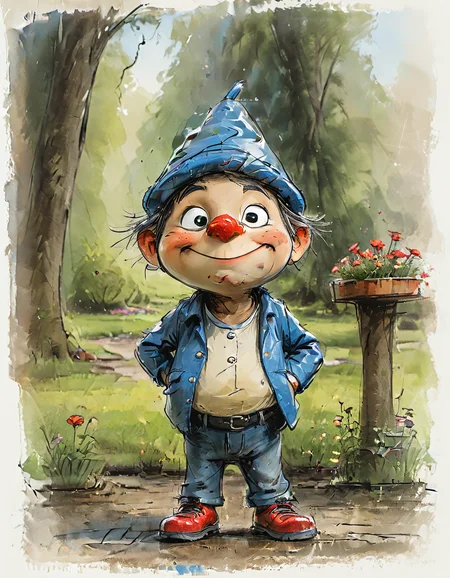 impactful color paint of cute drawing of a garden gnome standing in a front yard,
highly detailed, sharp, professional, clear, high contrast, crystal clear, 4k, uhd, masterpiece