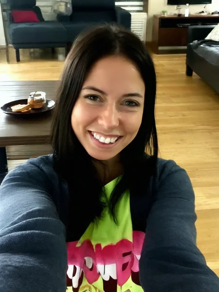 Stable_Yogis_PDXL_Positives 

Crooked teeth, Selfie of woman looking at the viewer, smiling, casual clothes, indoors setting, bright, hd, 4k