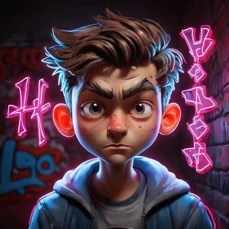 pc gamer boy , graffiti neon images of a neon lit sign with the text 'HeadshoT'