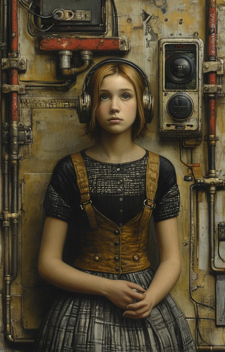 masterpiece,best quality,<lora:tbh163-sdxl:0.9>,illustration,style of Mike Worrall, tech genius teenage girl