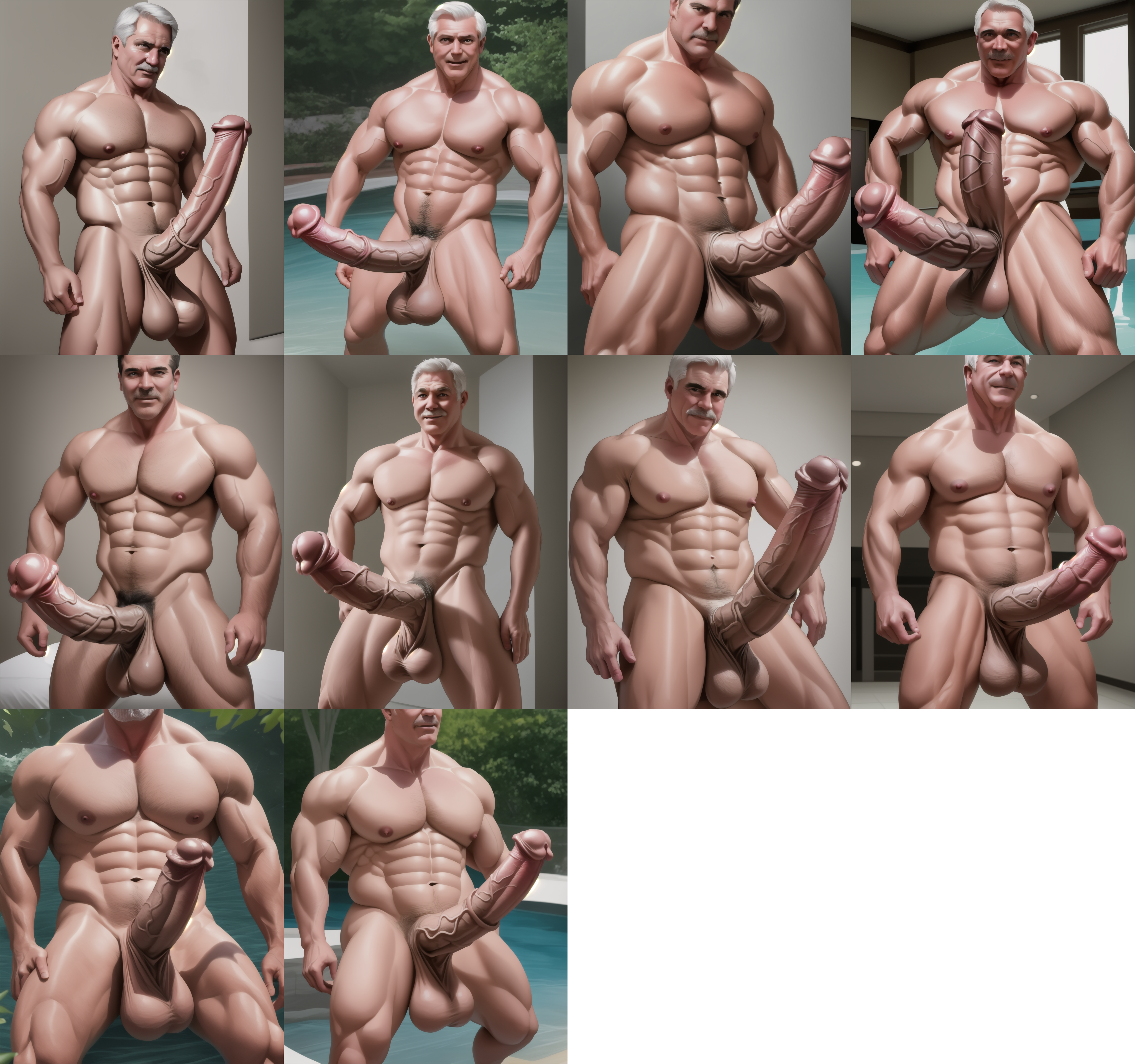 <lora:v2epoch01:0.2> just1n, realistic, daddy, mature, man, pectorals, just2n, nipples, handsome, navel, old, nude, <lora:v2epoch02:0.8> just1n, male focus, , mature, realistic, daddy,, nipples, just2n, pectorals, navel, old, nude, <lora:Erect Horse Penis v7.7:0.8> erection, penis, testicles, pink penis, cock sheath, huge penis, nude, flared tip