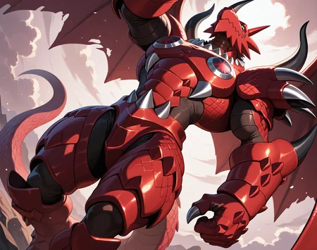 score_9, score_8_up, score_7_up,
8K, In'ei, chiaroscuro, volumetric lighting, perfect depth of field shot, beautiful, sharp focus, crisp details, masterclass animation, photographic realism, source_anime,
<lora:Dorbickmon_(Digimon)_(Illustrious)_(AD):1> Dorbickmon, Digimon, muscular, dragon,
exterior, sky with soft clouds,
dynamic action, bent leg, cowboy shot, dutch angle, male focus,
BREAK zPDXL, Smooth Quality, IllusP0s,