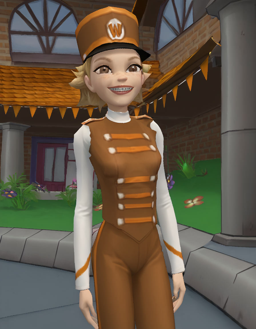 <lora:HarrietPony1.0:0.9> harriet, solo, blonde hair, 1girl, short hair,hat,small breasts, naughty face,   brown eyes, vest, shirt, pants,smile, freckles,braces, score_9, score_8_up, score_7_up, score_6_up, score_5_up, score_4_up, looking at viewer, cowboy shot,outdoors, <lora:Jabstyle_AMXLV1:1> jabstyle