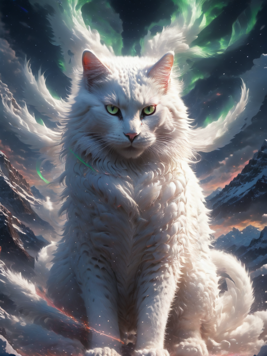 <lora:mythical beast:1> mythical beast, white cat