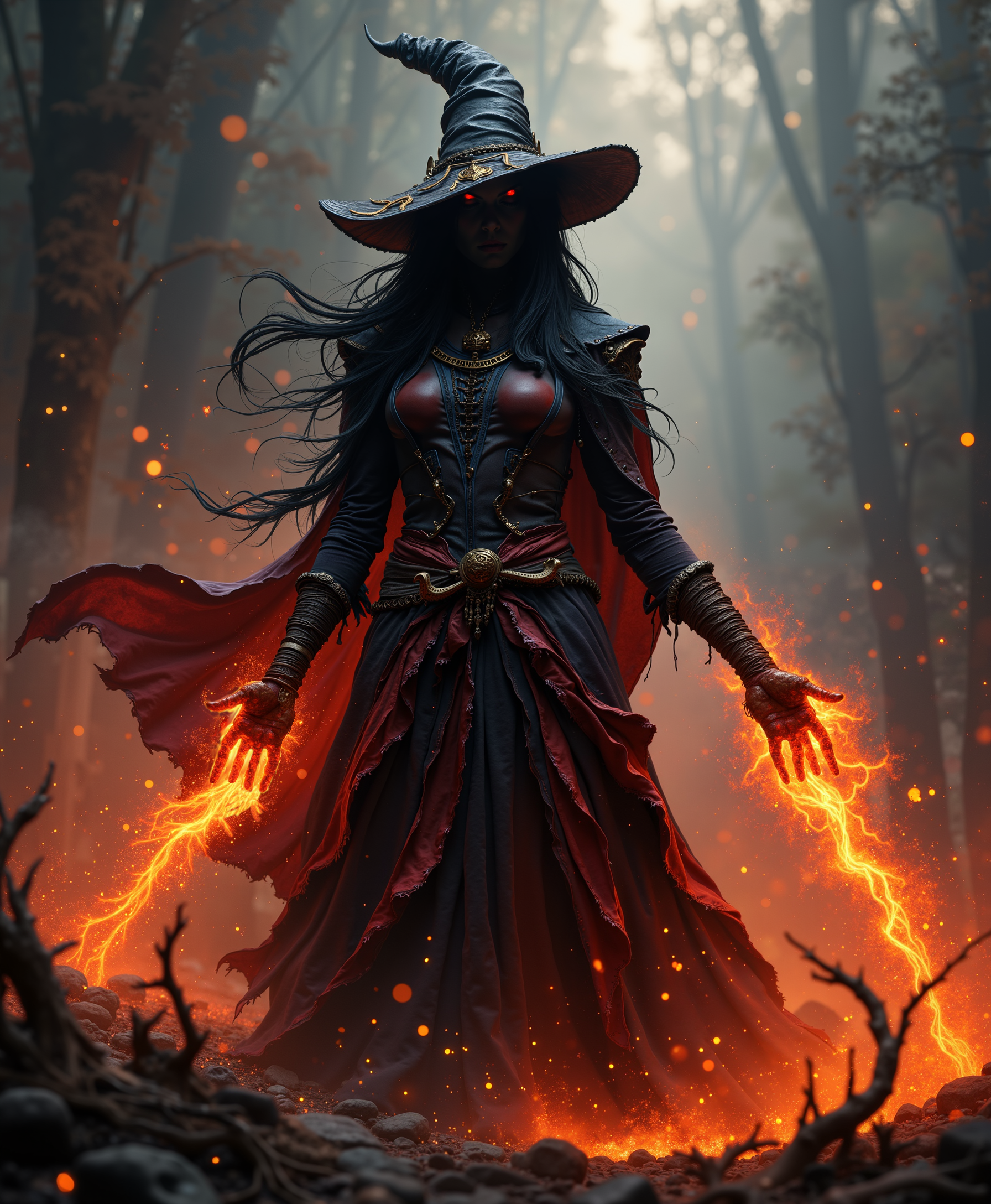 In a mystical realm of eerie beauty, a mysterious witch stands at the forefront of an epic scenery, her long, dark cloak billowing behind her as she weaves a spell of crystalline transformation, her magical abilities causing the surrounding environment to slowly turn to glass, with trees, rocks, and even the mist-shrouded air itself taking on a delicate, transparent sheen, her eyes aglow with an otherworldly energy, inspired by the dark fantasy of Blizzard's Diablo and the intricate, mystical detail of artists like Simon Stalenhag, Zoltan Boros, and Loish, with a mix of dark, muted colors and vibrant, ethereal lighting, combining the eerie atmosphere of a mystical, ancient world with the sense of foreboding and awe-inspiring wonder of a fantasy RPG.