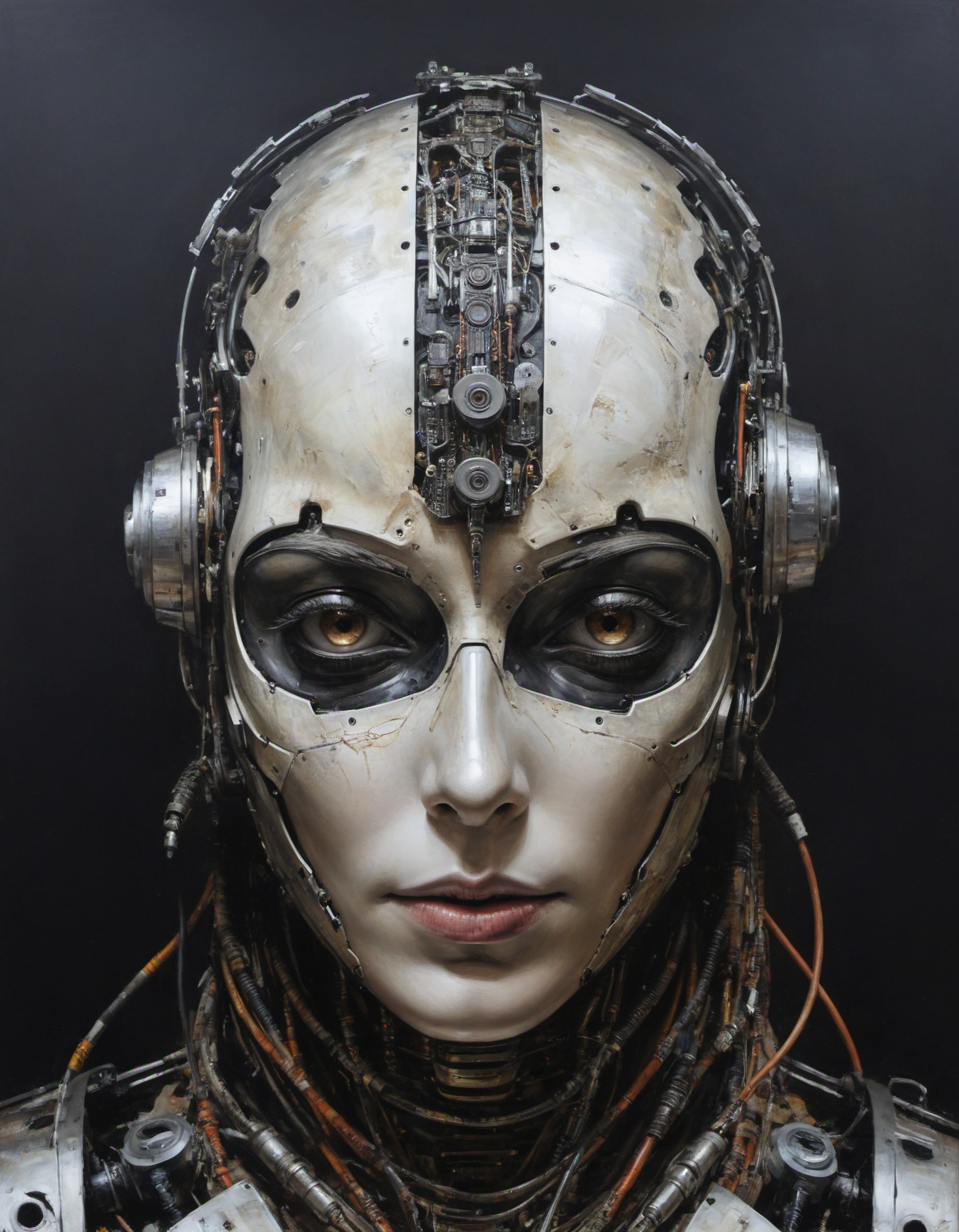 by Anne Dunn, futuristic-cybernetic robot, (dire but beautiful:1.4), (intricate details, masterpiece, best quality:1.4) , in the style of nicola samori,
looking at viewer
<lora:epi_noiseoffset2:0.5> <lora:add-detail-xl:1> <lora:xl_more_art-full_v1:0.5>  <lora:NicolaSamori:0.7>