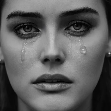 cinematic film still of <lora:crying style:0.8>
<lora:detailed:0.5>
<lora:perfection style:0.5>
a woman crying with tears on her face and the word " cry " on the side.,1girl,solo,jewelry,monochrome,greyscale,earrings,tears,lips,parody,crying,portrait,realistic , crying, sad, teary face, tears, crying style, shallow depth of field, vignette, highly detailed, high budget, bokeh, cinemascope, moody, epic, gorgeous, film grain, grainy