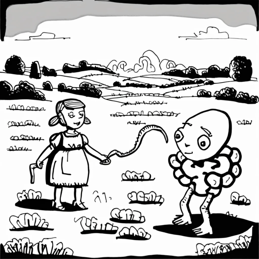 drawix19 shepherdess girl and alien in the meadow<lora:drawix19:1>