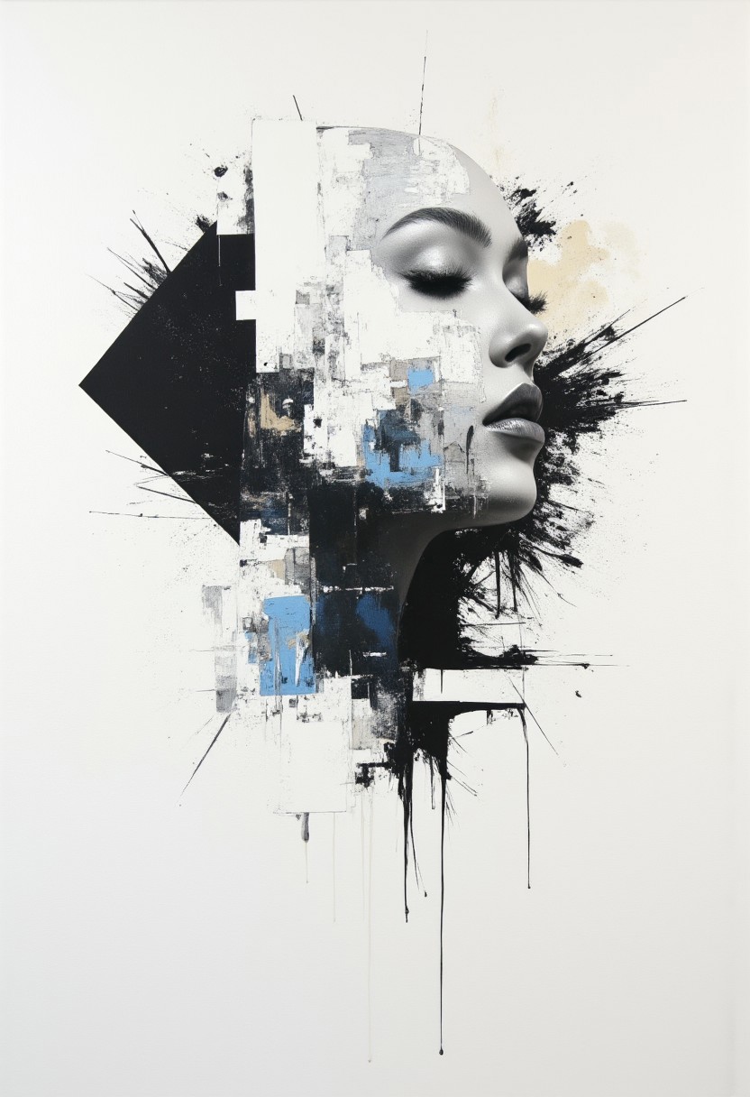 oil painting, minimal, strange memories, on a white palette, front portrait