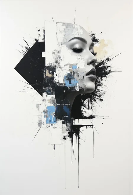 oil painting, minimal, strange memories, on a white palette, front portrait