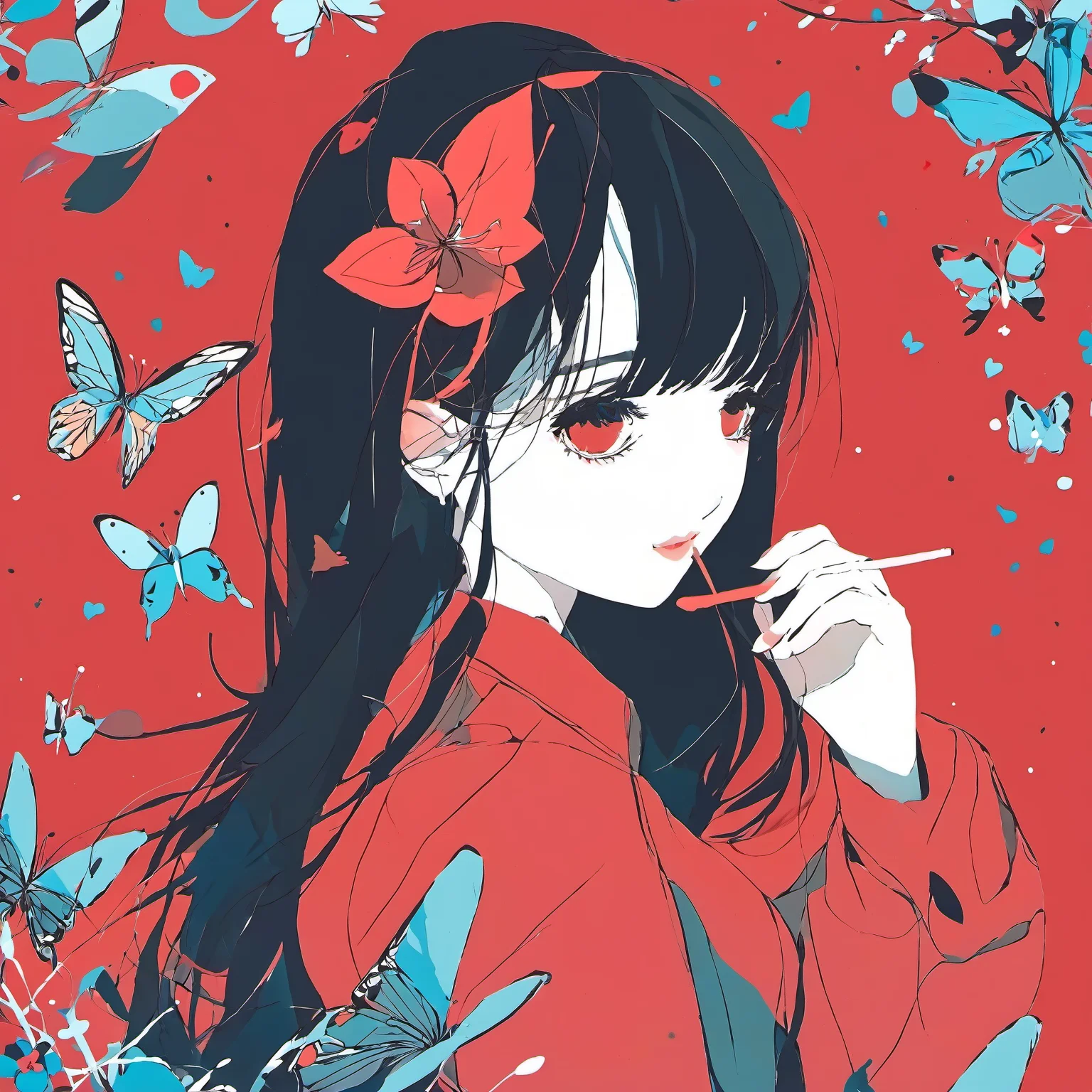<lora:mourning_girl_xl:0.8>,1girl,red background,