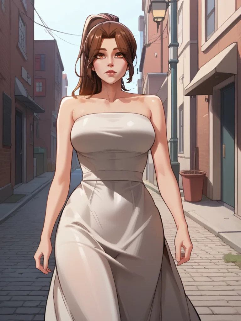 score_9, score_8_up, score_7_up, score_6_up, source_anime, <lora:neg4all_bdsqlsz_V3.5:2.0> RHyemi, 1girl, high ponytail, brown hair, brown eyes, strapless dress, tight dress, white dress, alley, walking, looking at viewer, curious, facing viewer, from front, close up
<lora:YGARyuHyemi-125reps-PROD:1>
