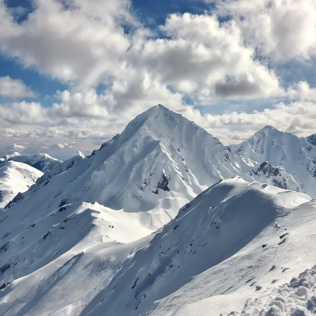 picture of snow mountain, smxl, bright sunny day, vivid, high contrast   <lora:snowmountxl_v1:1>