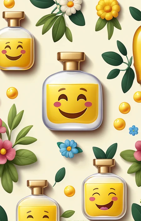 masterpiece,best quality,<lora:tbh374-sdxl:0.6>,illustration,style of emoji,emoji sheet A bottle of perfume in garden