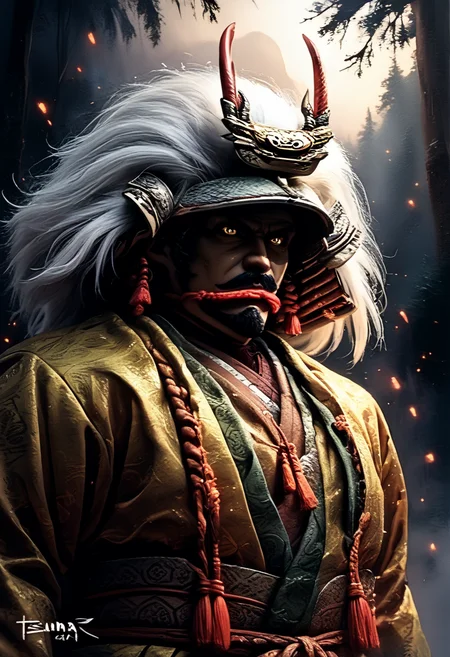 score_9,score_8_up,score_7_up,
Male illustration,50 years old,mature man,ambitious,beast-like sharp gaze,chubby but muscular,Japanese samurai,16th century,dramatic lighting,high contrast,decorative,atmospheric,haunting beauty,texture,(dynamic angle),round face,black,gray,red,yellow,
bust up,l,splash art,highly detailed illustration,trending on Artstation,paint splashes,perfect composition,watercolor,sharp focus,intricate details,highly detailed,
White background,mustache(1.3),windy,dynamic pose,dynamic angle,real,realstic,
Watercolor,<lora:BDpony_TakedaShingen_V1:0.9>,Takeda Shingen,As swift as the wind,as quiet as a forest,as encroaching as fire,as unmoving as a mountain,
<lora:Midjourney_5:0.6>,<lora:WaterColorV3:0.8>,