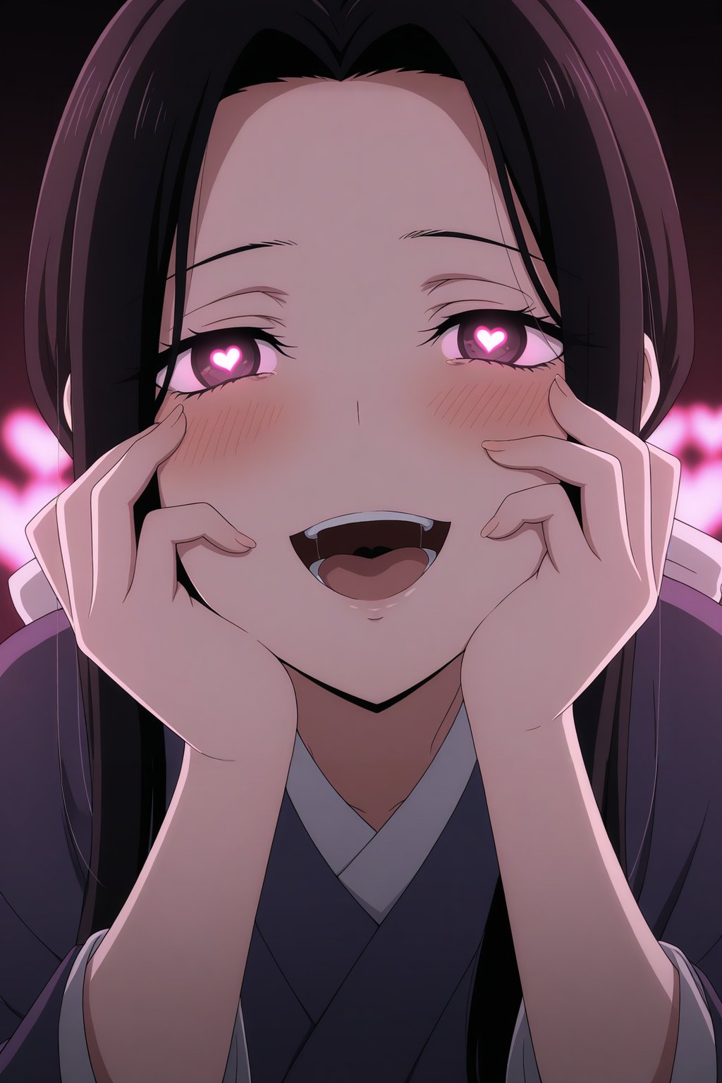 masterpiece, best quality, amazing quality, very aesthetic, absurdres, ultra detailed,
<lora:il_contrast_slider_d1 (ЦВЕТ КАРТИНКИ):-0.8> 
<lora:Shirayuki:0.8> shirayuki, 1girl,
yandere trance, yandere, hands on own cheeks, hands on own face, crazy eyes, crazy smile, crazy, heart-shaped pupils, glowing eyes, symbol-shaped pupils, hand on own face, open mouth, glowing, blush, looking at viewer,, , ,