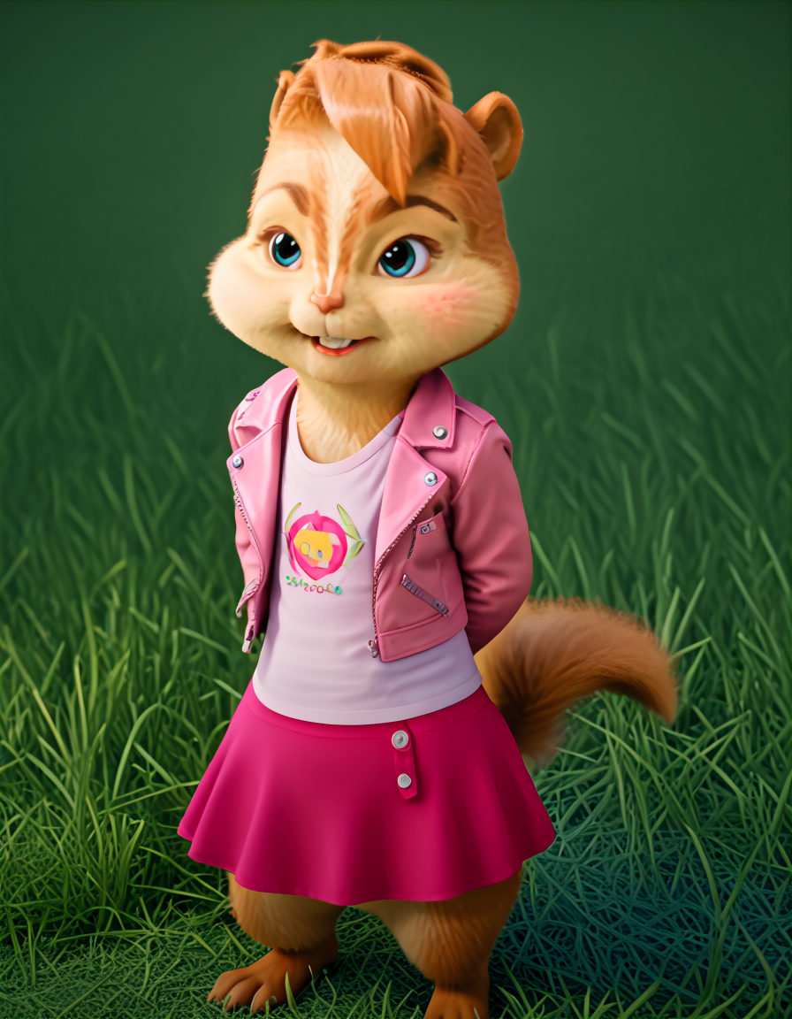 score_9, score_8_up, score_7_up, score_6_up, score_5_up, score_4_up,   BREAK
brittany miller, chipmunk, furry, short ears, pink jacket, pink skirt, light pink shirt, standing in grass, 3d render, cgi
