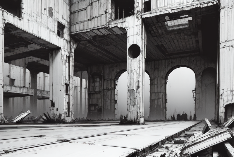 ((masterpiece)), ((best quality))1girl, Empty, ruins, huge scenes, sky, metal, machines, machinery ，Black and white, comic style, shabby landscape, heavy black and white, <lora:Blame!:1>