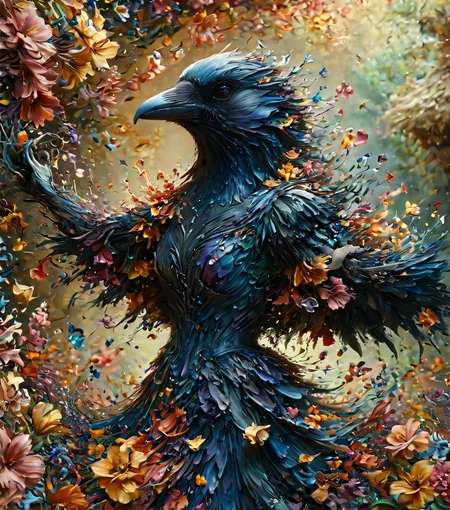 cinematic still novuschroma06 style, Corvidfolk, dancer, beautiful with flowers, dancing, ral-drptpl, ral-dissolve . emotional, harmonious, vignette, 4k epic detailed, shot on kodak, 35mm photo, sharp focus, high budget, cinemascope, moody, epic, gorgeous, film grain, grainy, novuschroma06 style, Corvidfolk, dancer, beautiful with flowers, dancing, ral-drptpl, ral-dissolve, complex, lovely, elegant, highly detailed, sharp focus, perfect composition, exciting, symmetry, illuminated background, translucent, very coherent, cute, innocent, pretty, magical, stunning, pure, thought, ambient