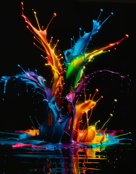 zavy-splsh, paint splash, glowing paint spilled on water, rainbow stains, luminescence from within, beautiful mixed lines of paints and mixes, hdr, oil paints, a masterpiece, masterful selection of colors
