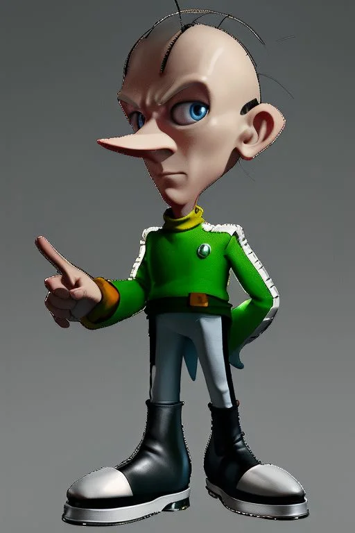 , skinny, Tall, High quality, nonblurry, male focus, Ultra HD, HDR, 4K, hyperdetailed, smooth lighting, solo, (fully clothed, masterpiece, epic lighting, good shading, studio quality), (Snively, pale skin, pointy nose, bald, Dark green shirt, light green collar, light green pants, brown belt, brown shoes), ((skinny, epic lighting)), best_quality, perfect, cinematic lighting, highest quality, intricate details, hdr, cinematic, intense,