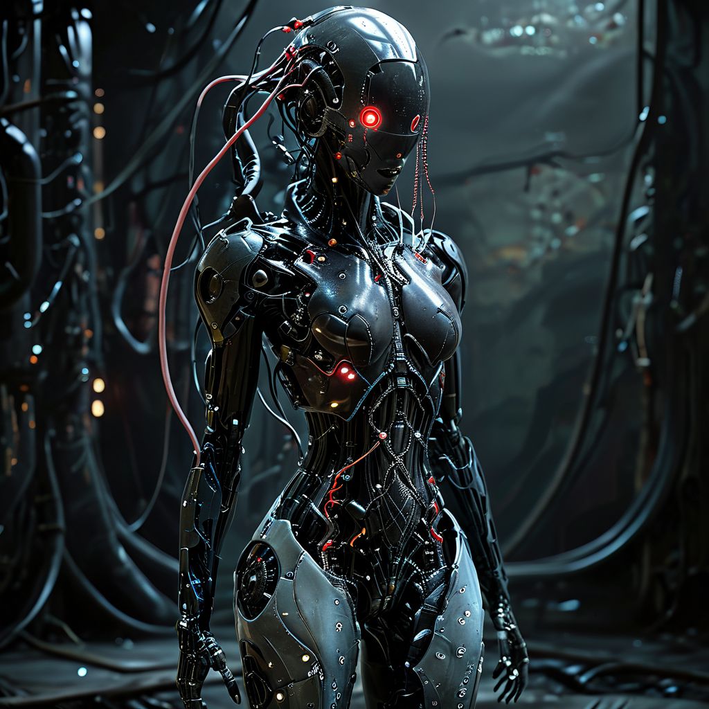 (biopunk sexy woman turning into jellyfish :1.2) with cybernetic features, cinematic, cyberpunk elements, amazing detailed, grim sci-fi, biomorph, organic and mechanical, natural light, beautiful cleavage, glowing red eyes  <lora:Dark_Futuristic_Circuit_Boards:0.6>  circuitboard, dark futuristic  <lora:hyperkraximalism_v1-1:0.2> <lora:Faceless_Cyborgs:0.85>
