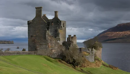 Scottish Castles Photography,outdoors,scenery,no humans,tree,cloud,sky,grass,landscape,ocean,day,horizon,nature,mountain,<lora:Scottish Castles Photography:0.9>,, masterpiece, best quality,