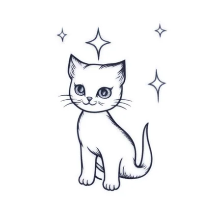 A cute sparkle kitten tattoo <lora:SDXL-tattoo-Lora:1>