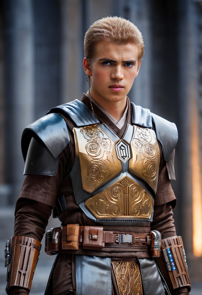 Anakin Skywalker, 18-years old, (((full-body))), blonde hair, bracers armor,7-MandalorianArmour, lightstaff in hands, wide shot, street, Breathtaking, 8k resolution, extremely detailed, beautiful, establishing shot, artistic, hyperrealistic, ultra realistic render, extremely fine details, like-like render, cinematic lighting, dramatic volumetric lighting, masterpiece, light brazen, extremely detailed and beautiful face, 150mm, HDR10 <lora:Wowifier:0.69> <lora:Details:0.85>, starwars, sci-fi, fantasy, intricate, very very beautiful, elegant, neon light, highly detailed, concept art, soft light, hdri, smooth, sharp focus