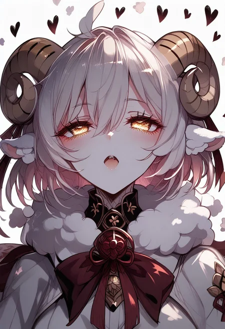 source_anime, detailed eyes, dynamic angle, dynamic pose, random emotion,
expressiveh,
detail backround, 
BREAK 
sharp style, bottom lighting, dynamic angle, red_dark_light,
random pose, random emotion,
 BREAK
(Masterpiece), (expressive eyes), 1girl, eyes wide open,
Weresheep, wool, wool hair, segmented horns, ram horns, kneehigh fur, hooves, ready for a kiss face,
pinup pose, sexy, erotic,
(score_9, score_8_up, score_7_up),
<lora:MGE_V5.0:1.2>
BREAK
detailed eyes,