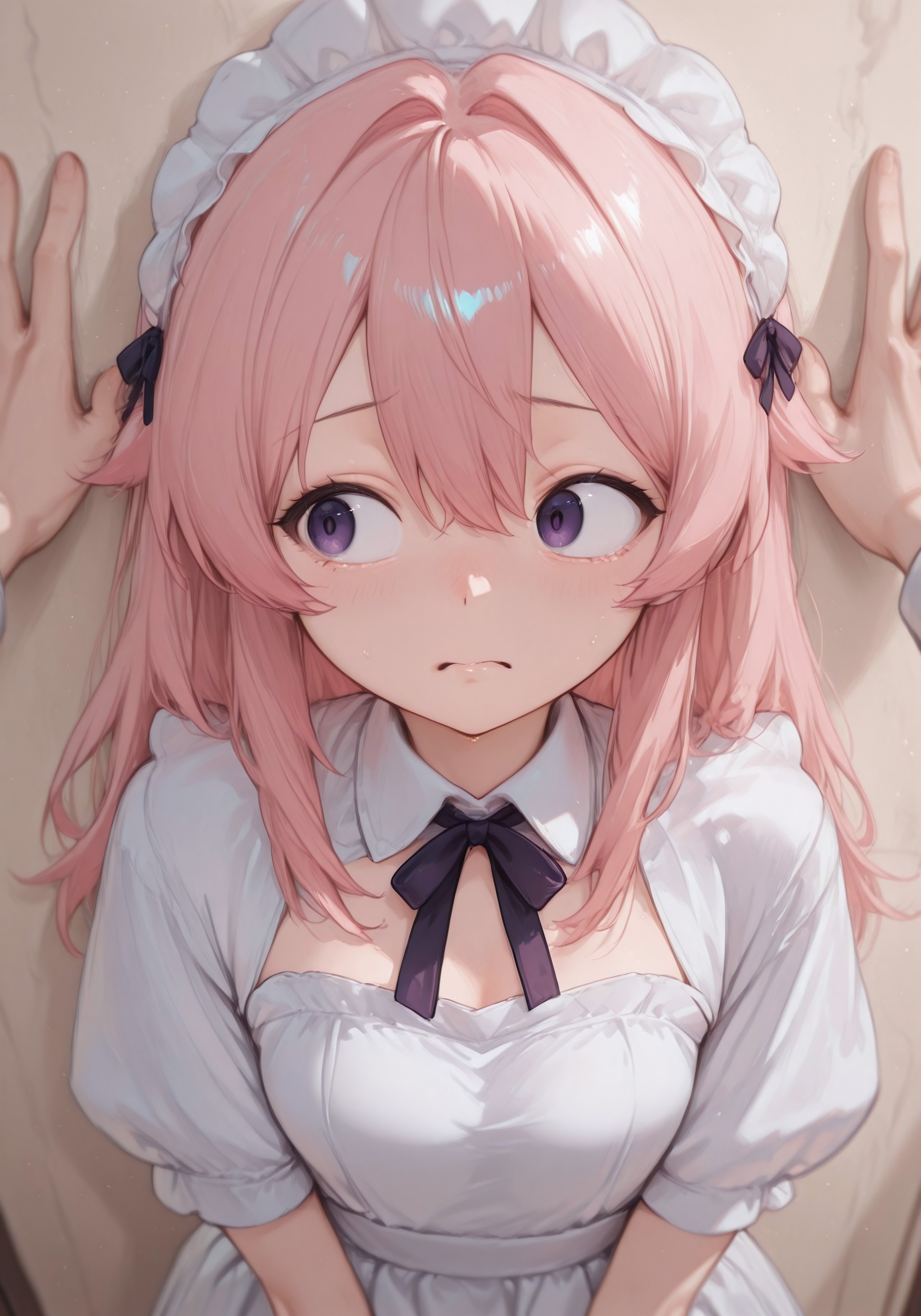 povkabedon, 1girl, solo focus, CivChan, purple eyes, pink hair