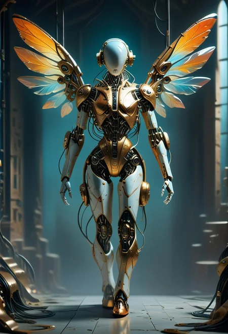 score_9, score_8_up, score_7_up, score_6_up, score_5_up, score_4_up,
full body, solo, white skin, porcelain armour,
pmg style
stained glass wings,
reelmech, mechanical parts, cable, wires, machinery, joints,
mcnm,
(thick outlines:1.1), (black outlines:1.1),