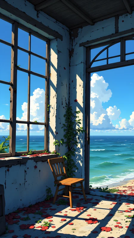 Abandon cottage near the sea.
j_art, anime, anime art, <lora:FLUX\jul\J_Anime:1.0>, <lora:FLUX\Anime Art V3:0.1>, <lora:FLUX\RM_Artistify_v1.0M:0.1>, <lora:FLUX\RetroAnimeS1.1:0.1>