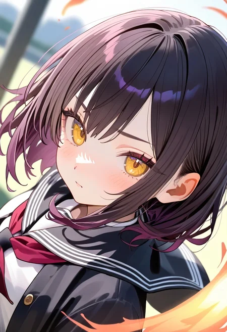 1girls, solo, school uniform, portrait, dutch angle, dynamic pose,
masterpiece, best quality, very aesthetic, absurdres,
<lora:LoraILXL01_YamiStyle_v1:1.0>