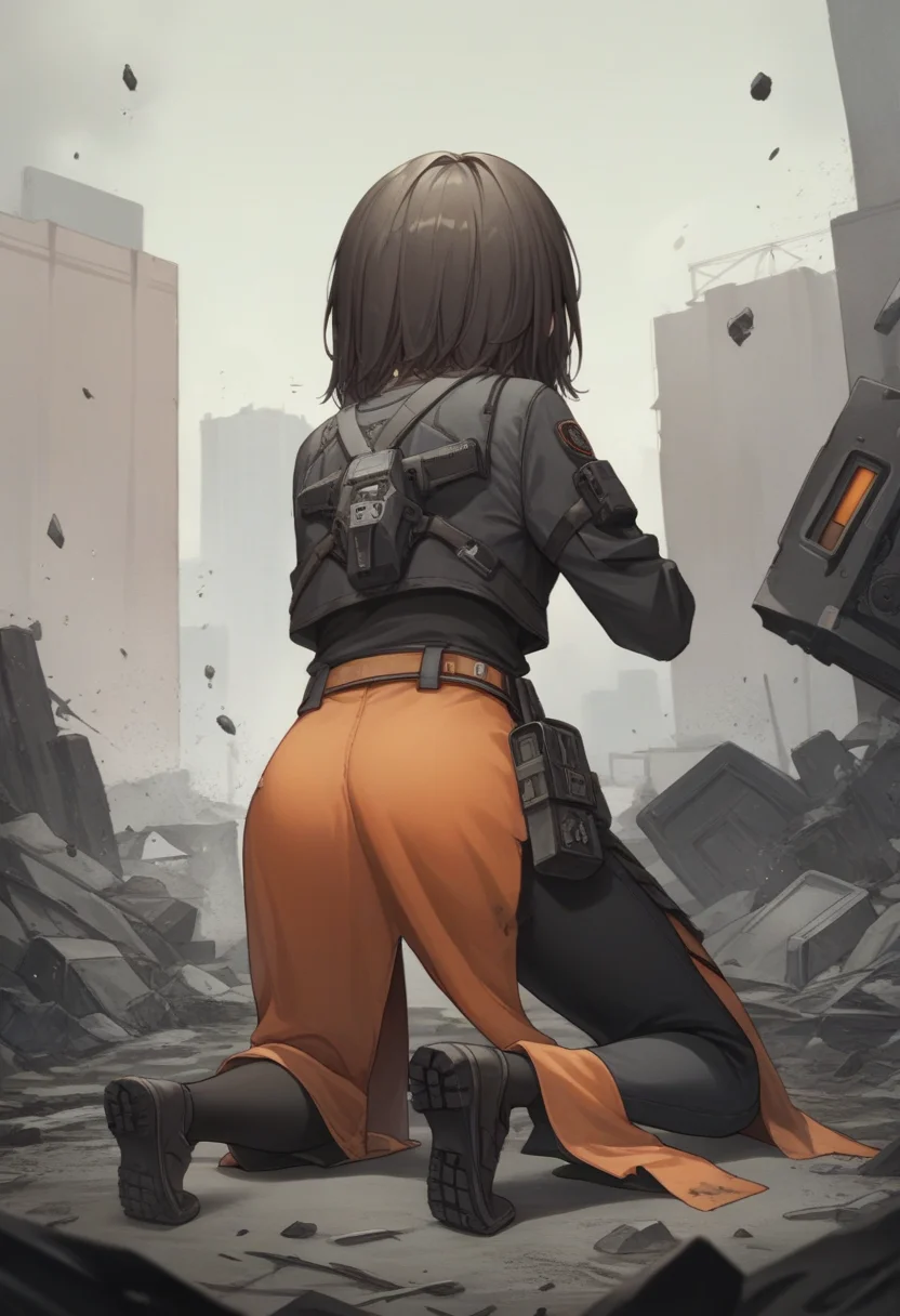 score_9, score_8_up, score_7_up, source_anime BREAK 1girl, solo, post-apocalypse, debris, ruined city
<lora:nikke-style-poses-richy-v1_pdxl:1> nikkeaiming, full body, from behind, facing away, kneeling