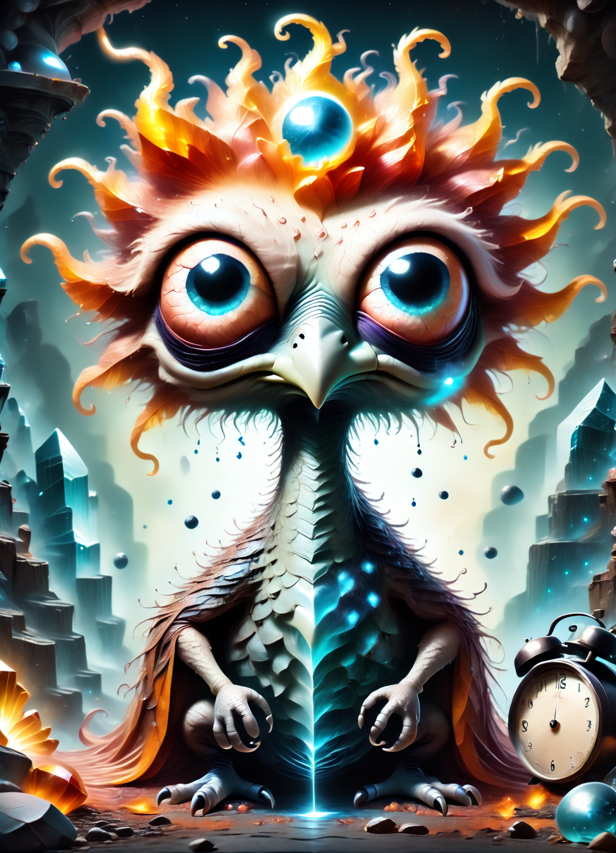 DonM1ns0mn14XL,score_9, score_8_up, score_7_up, score_6_up,female male  late twenties voluptuous, polynesian, blue eyes,  unique nose,     oblong face shape,  , copper pompadour hair, hope,  huddled in a circle with other magical beings, pooling their powers,      wearing  elven attire,  sorcerer's high boots,  , pulse (plasma-reflective exterior coatings electric current,diffusion,glowing,dark blue,sepia bedazzle,conjuration,crystal ,vertical lines,colloids,triangular prism,pentagon magic:1.0), collecting moonlight in a crystal, capturing its mystical essence, radiant aura,  creepy, gloomy, rating_safe <lora:DonM1ns0mn14XL-pony:1>