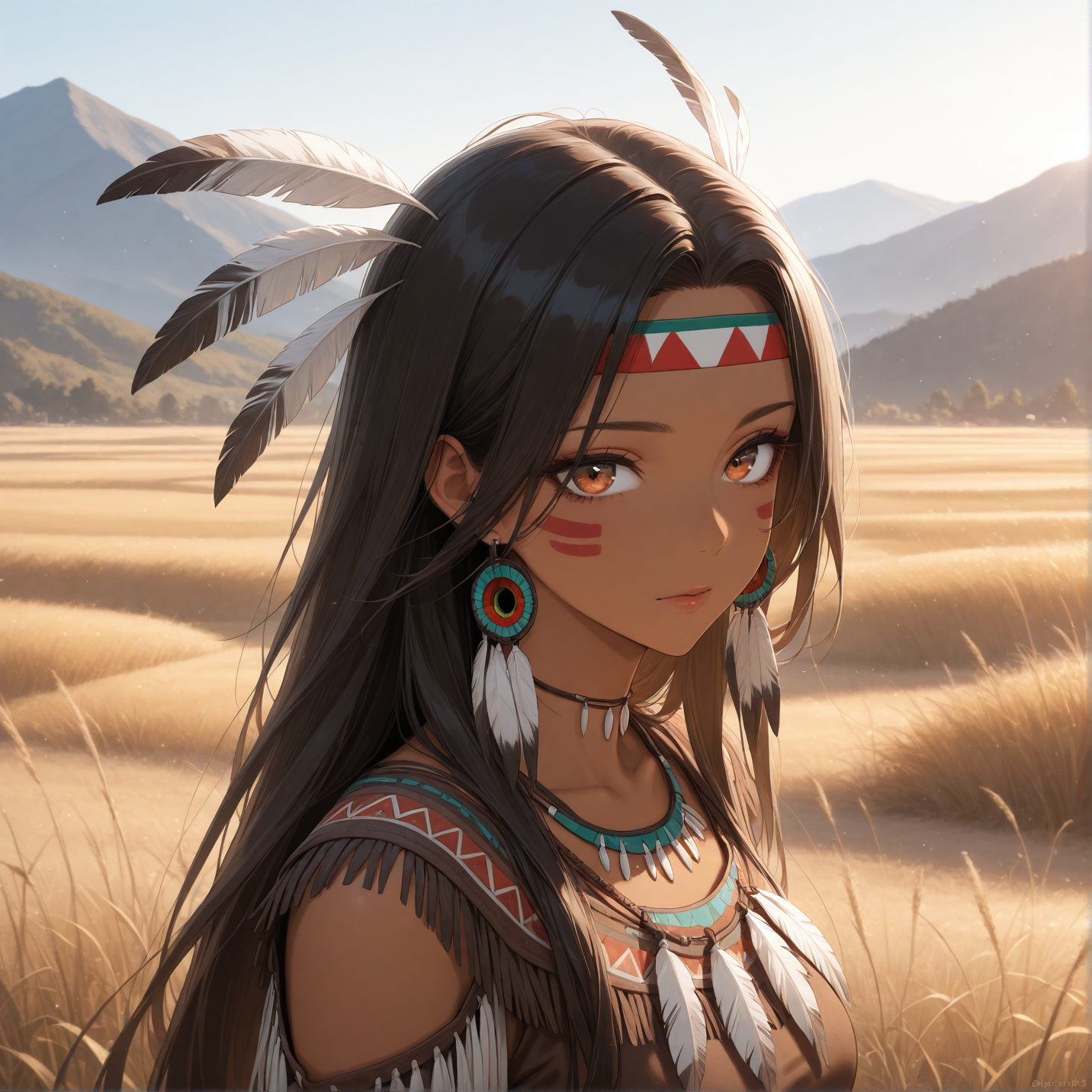 masterpiece, best quality, amazing quality,  native american, outdoors
