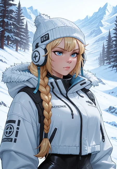 score_9, score_8_up, score_7_up, 1girl, solo, arctic explorer, insulated winter gear with fur trim and reflective accents, long braided blonde hair with a warm knitted hat, realistic, cinematic angle, cinematic lighting, athletic body, determined face, piercing blue eyes, adventurous pose
BREAK
trekking through a snowy mountain range
BREAK
source_adventure_art, rating_explicit, expressive, full body, dynamic pose
BREAK
detailed beautiful background, majestic snowy mountains with towering peaks and glistening ice formations, dense pine forests and frozen lakes, distant glaciers and icy waterfalls, serene atmosphere with a sense of adventure and endurance
<lora:Expressive_H:0.6>Expressiveh, (SimplepositiveXLv1:1.3), (upper body, full clothed:1.85) ((masterpiece)) (ultra realistic, 32k, masterpiece:1.2), (high detailed skin:1.1), (high quality:1.1) (((full clothed))) <lora:DandonFuga_Style_v.2_-_Pony:0.8> 
<lora:add-detail-xl:1> 
<lora:Dynamic Poses:1>