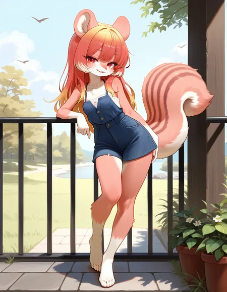 masterpiece, best quality, very aesthetic, absurdres,
outdoors,
standing, posing,
casual,
full body, seductive smile, parted lips, long eyelashes,
<lora:Namuta_v01_NAIXL:1>
Namuta,1girl,solo,furry,furry female,squirrel girl,squirrel ears,long hair,multicolored hair,red eyes,animal nose,body fur,squirrel tail,