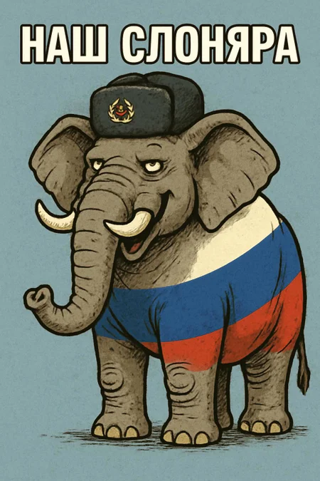 Русский слон, добавить текст "Наш слоняра", мем, смешная картинка