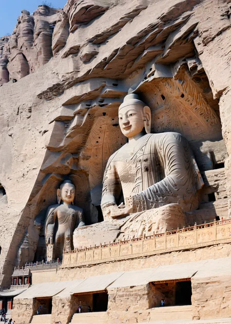 no humans,grey background,gradient background,gradient,scenery,simple background,<lora:äºåç³çª:1>, Yungang Grottoes,, masterpiece, best quality,