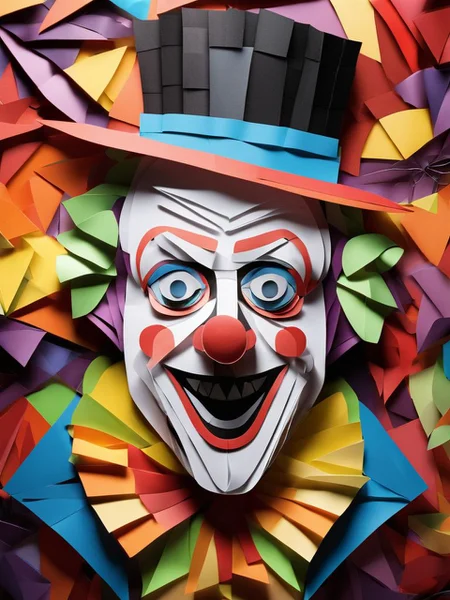 A crazy clown PaperCutout style <lora:sdxl-PaperCutouts-Dreambooh:1>, Very detailed, clean, high quality, sharp image